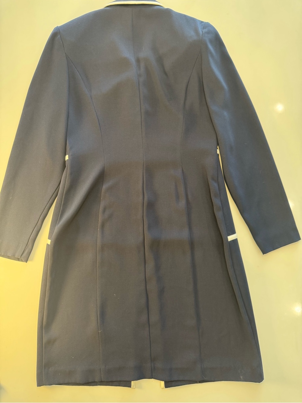 Danny & Nicole Navy Long Sleeve Dress with Cream Trim - Picture 8 of 9